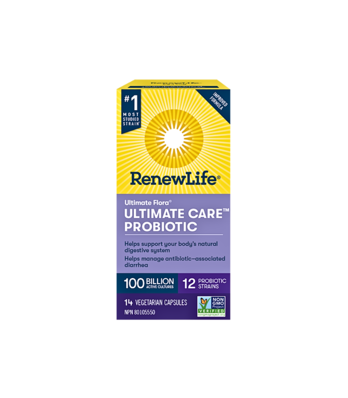 Renew Life Ultimate Flora Ultimate Care Probiotic, 100 Billion Active Cultures 14 VCapsules | Unbeatable Prices, Daily Deals | V