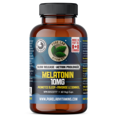 Pure Lab Vitamines Melatonin 10 mg Libération lente 60 Vegi-capsules