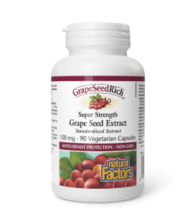 GrapeSeedRich Super Strength Extrait de pépins de raisin 100 mg, 90 capsules végétariennes | Safest & Easiest Shopping Vitamins