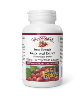 Natural Factors GrapeSeedRich Super Strength Grape Seed Extract 100 mg, 90 Vegetarian Capsules | Unbeatable Prices, Daily Deals