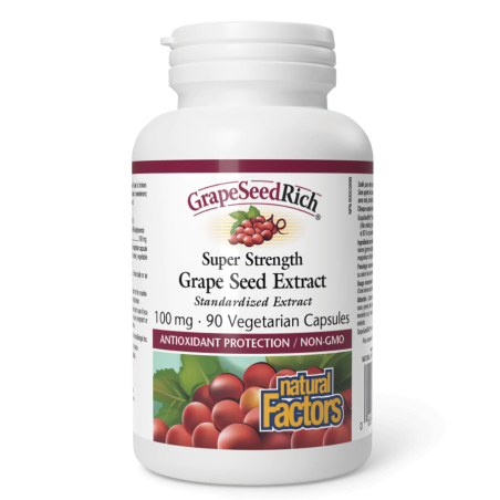 Natural Factors GrapeSeedRich Super Strength Grape Seed Extract 100 mg, 90 Vegetarian Capsules | Unbeatable Prices, Daily Deals