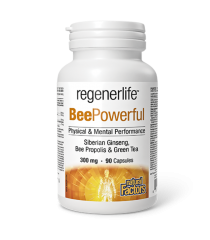 Natural Factors Regenerlife Bee Powerful Siberian Ginseng, Bee Propolis & Green茶叶300毫克
