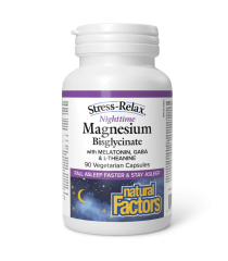 Natural Factors Stress-Relax Nighttime Magnesium Bisglycinate 90 Capsules Végétariennes | Meilleur Prix du Jour, Bonnes Affaires