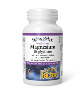 Natural Factors Stress-Relax Nighttime Magnesium Bisglycinate 90 Capsules Végétariennes | Meilleur Prix du Jour, Bonnes Affaires