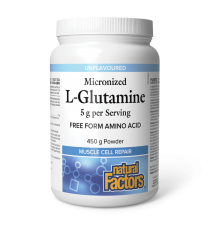 Natural Factors Micronized L-Glutamine 5 g 450g | Unbeatable Prices, Daily Deals | VITASHOP