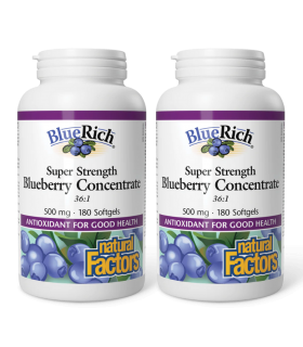 Natural Factors [2 FOR DEAL] BlueRich Super Strength Blueberry Concentrate 500 mg, 180 Softgels | Unbeatable Prices, Daily Deals