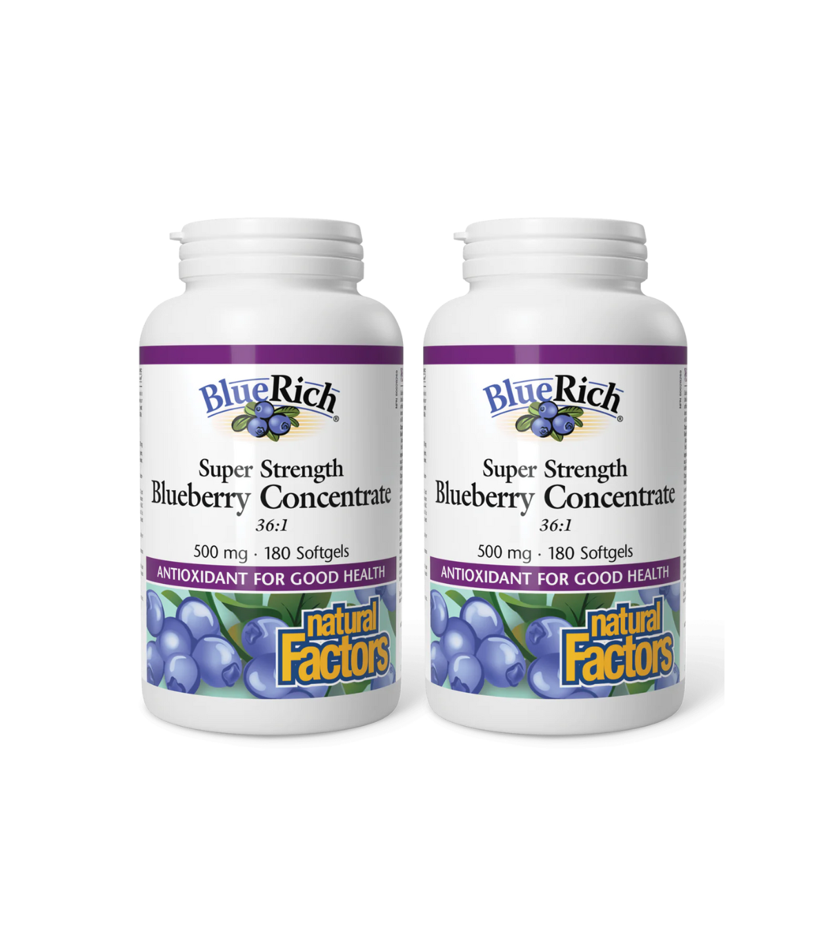 Natural Factors [2 FOR DEAL] BlueRich Super Strength Blueberry Concentrate 500 mg, 180 Softgels | Unbeatable Prices, Daily Deals