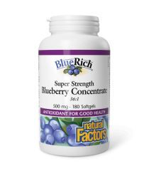 Natural Factors BlueRich 超强蓝莓浓缩液 500 毫克, 180 粒软胶囊 | 每天不同折扣, 全网最低价格 | 种类齐全的保健品店铺 VITASHOP, 只有你想不到, 没有你买不到 !