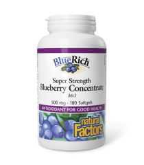 Natural Factors 내추럴 팩터스 BlueRich 초강력 블루베리 농축액 500mg, 소프트젤 180정 | 매일 업데이트되는 특가 상품 | VITASHOP
