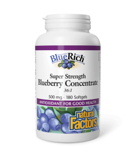 BlueRich Super Strength Blueberry Concentrate 500 mg, 180 Softgels | Safest & Easiest Shopping Vitamins Online | VITASHOP