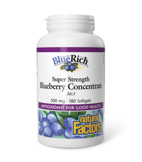 Natural Factors BlueRich 超强蓝莓浓缩液 500 毫克, 180 粒软胶囊 | 每天不同折扣, 全网最低价格 | 种类齐全的保健品店铺 VITASHOP, 只有你想不到, 没有你买不到 !