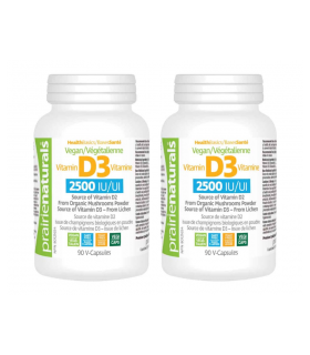Prairie Naturals [2 for Deal] Vegan Vitamin D3 2500 IU from Lichen and Mushroom 90 VCaps | Unbeatable Prices, Daily Deals | VITA