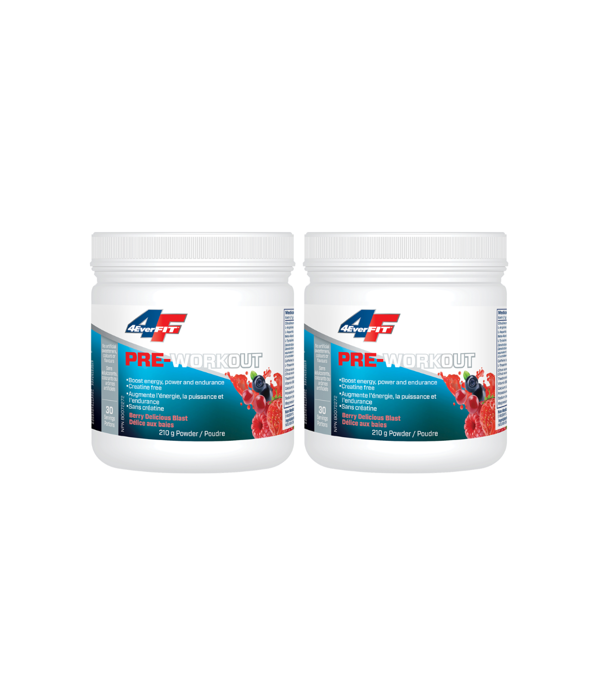 Prairie Naturals [2 for Deal] 4EverFit Pre-Workout - All Natural, Creatine Free - Berry Delicious Blast 210 g | Unbeatable Price