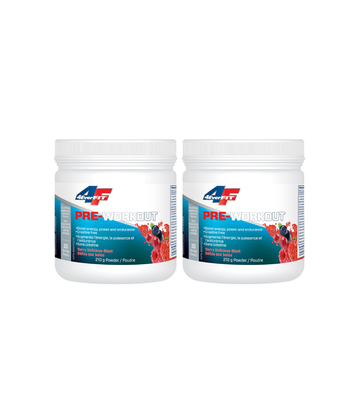 Prairie Naturals [2 for Deal] 4EverFit Pre-Workout - All Natural, Creatine Free - Berry Delicious Blast 210 g | Unbeatable Price