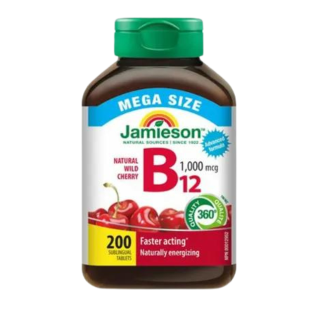 Jamieson Vitamin B12 1,000 mcg Fast Dissolving Tablets - Cherry -  MEGA SIZE 200 tabs | Unbeatable Prices, Daily Deals | VITASHO