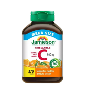Jamieson 츄어블 비타민 C 500mg - 탱글한 오렌지 - 메가 사이즈 370 츄어블 정제 | 매일 업데이트되는 특가 상품 | VITASHOP