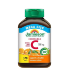 Jamieson 츄어블 비타민 C 500mg - 탱글한 오렌지 - 메가 사이즈 370 츄어블 정제 | 매일 업데이트되는 특가 상품 | VITASHOP