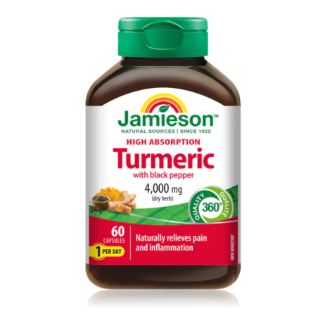 Jamieson High Absorption Turmeric with Black Pepper 4,000 mg (raw herb) 60 Capsule | Unbeatable Prices, Daily Deals | VITASHOP