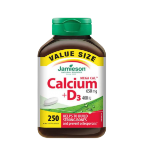 Jamieson Mega CalTM 650 mg + 维生素 D3 400 IU - 超值装 250 粒 | 每日最低价，每日特价 | VITASHOP
