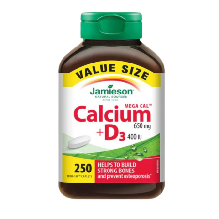Jamieson Mega CalTM 650 mg + Vitamine D3 400 IU - VALUE SIZE 250 Capsules | Everyday Lowest Price, Daily Deals | VITASHOP