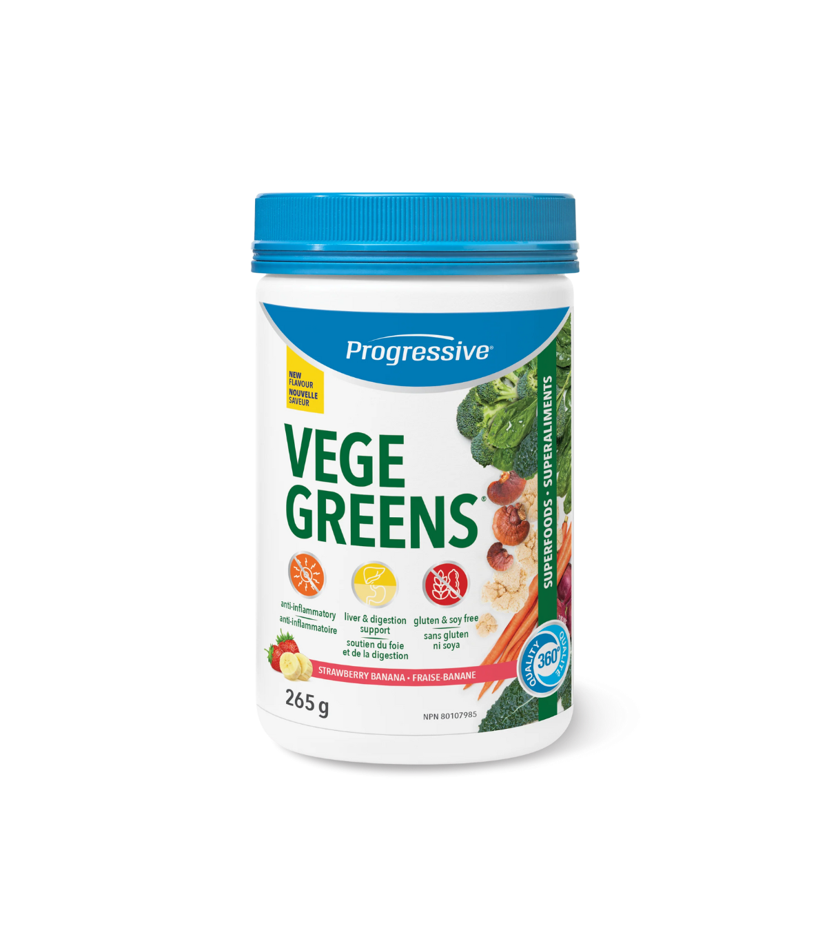 Progressive VegeGreens - Fraise Banane 265g | Meilleur prix du jour, Bonnes affaires du jour | VITASHOP