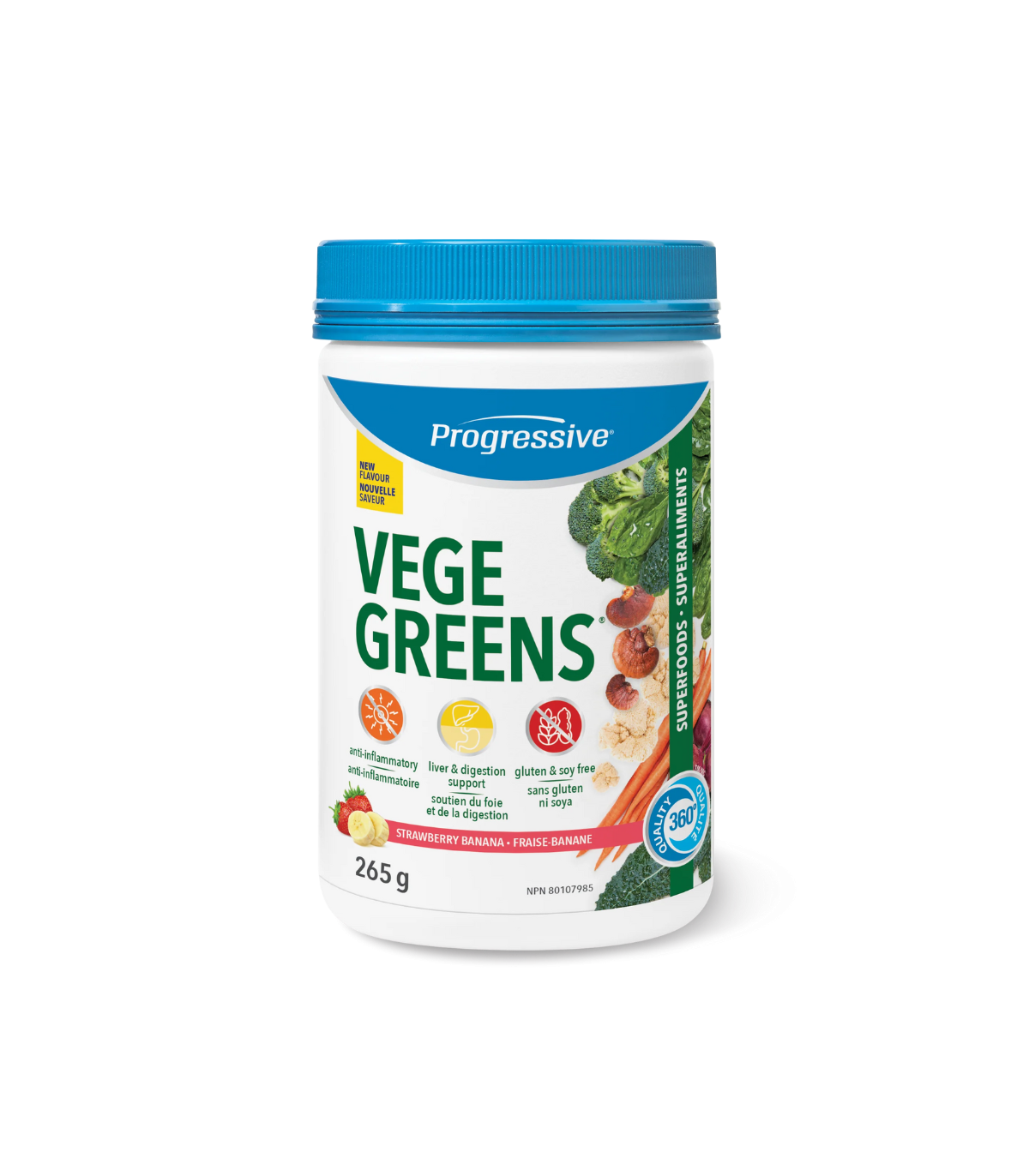 Progressive Nutritionals 베지그린 - 딸기 바나나 265g | 매일 업데이트되는 특가 상품 | VITASHOP