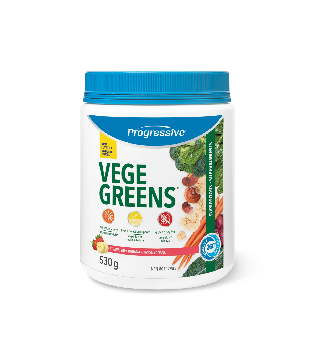 Progressive Nutritionals 베지그린 - 딸기 바나나 530g | 매일 업데이트되는 특가 상품 | VITASHOP