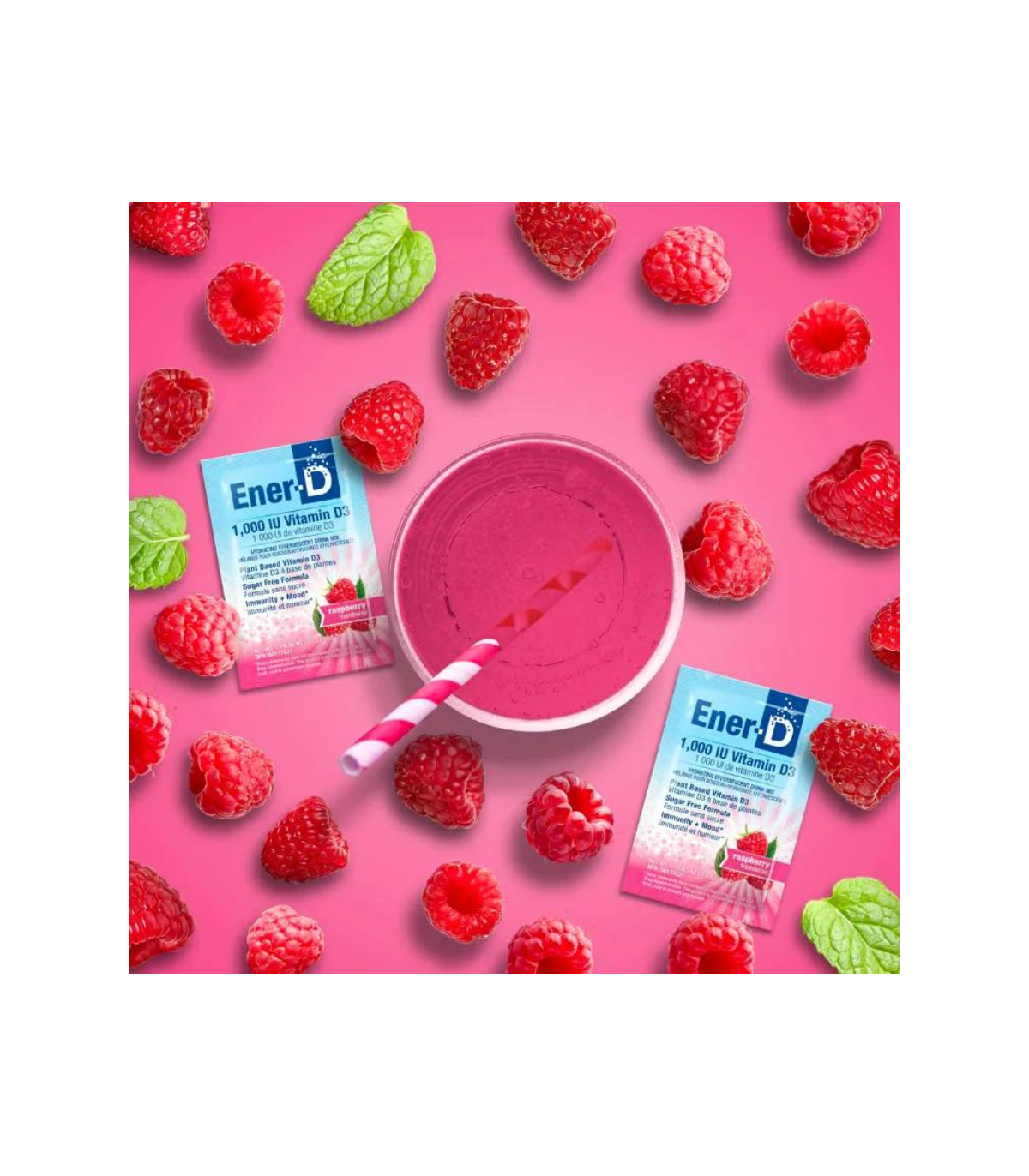 Ener-D sucre boîte de framboise gratuite de 24