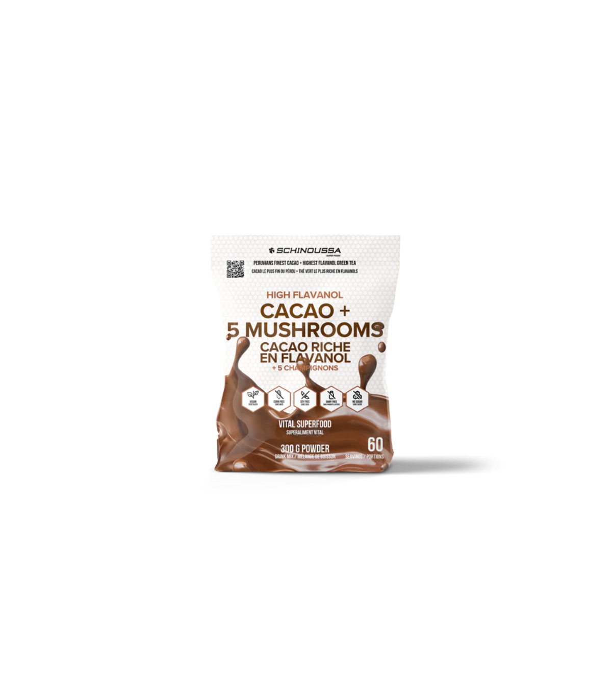 높은 FLAVANOL CACAO + 5개의 MUSHROOMS 300 G