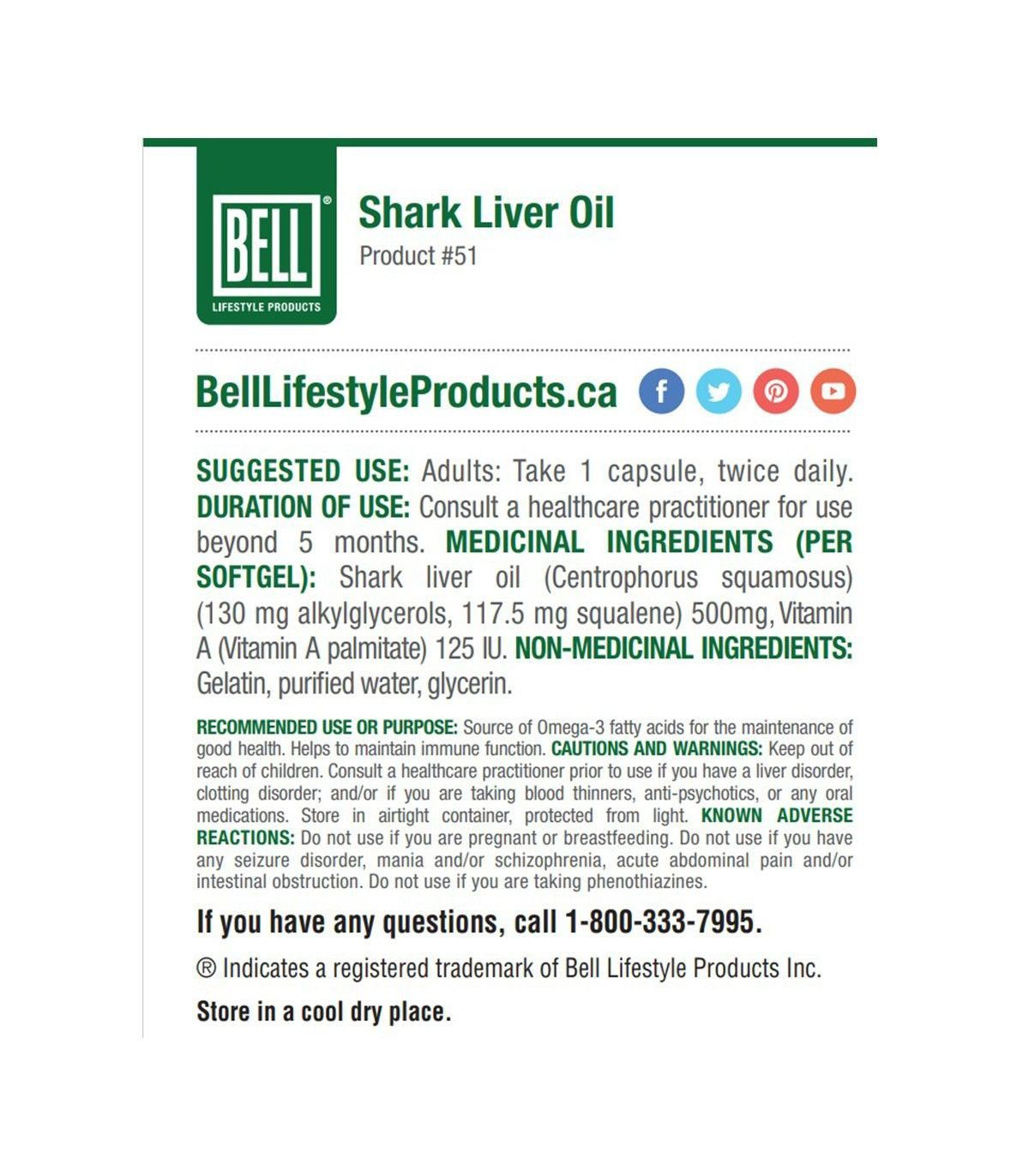 Bell Lifestyle Shark Liver Oil 500 mg 120 Softgels | 每天不同折扣, 全网最低价格 | 种类齐全的保健品店铺 VITASHOP, 只有你想不到, 没有你买不到 !