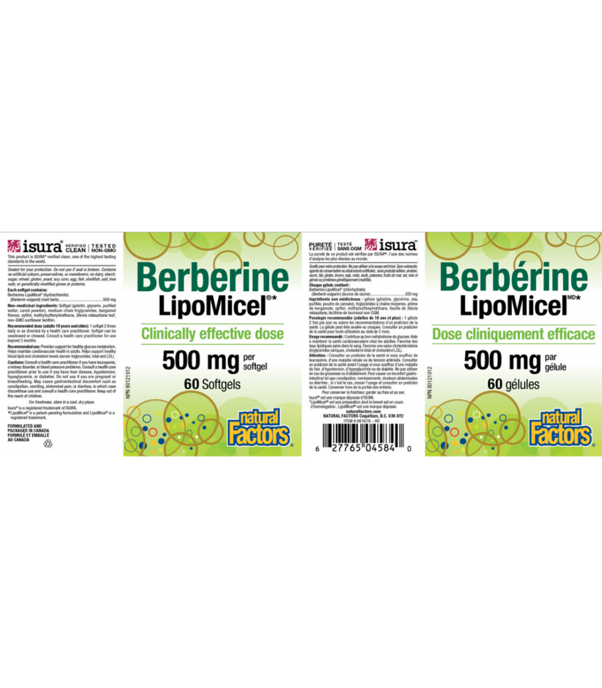 Natural Factors Berberine LipoMicel 500 mg 60 Softgels
