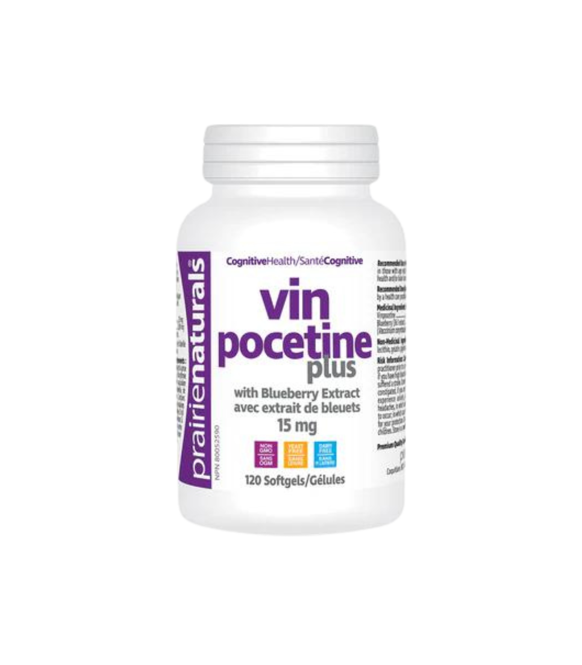 Prairie Naturals Vinpocetine 15 mg with Blueberry Extract 120 Softgels