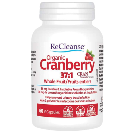 Prairie Naturals Cranberry biologique 37:1 36 mg PACS 60 Capsules Vegi