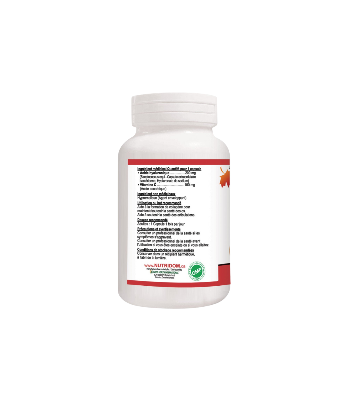 Nutridom Acide hyaluronique avec Vitamine C 60 Caps