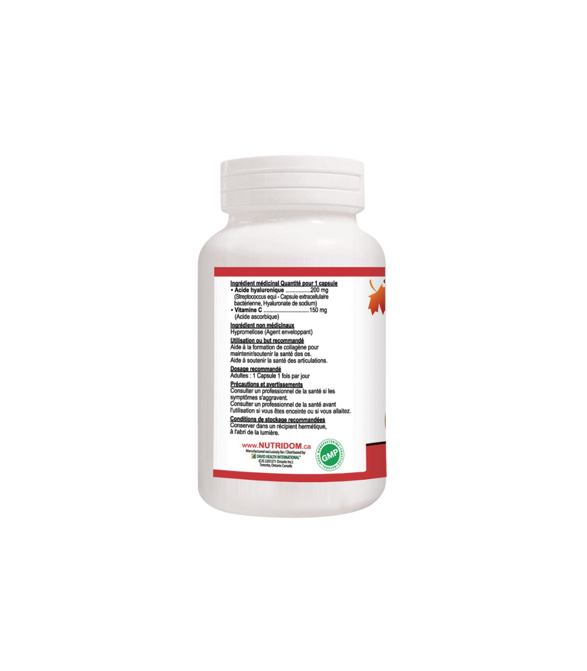 Nutridom Acide hyaluronique avec Vitamine C 60 Caps