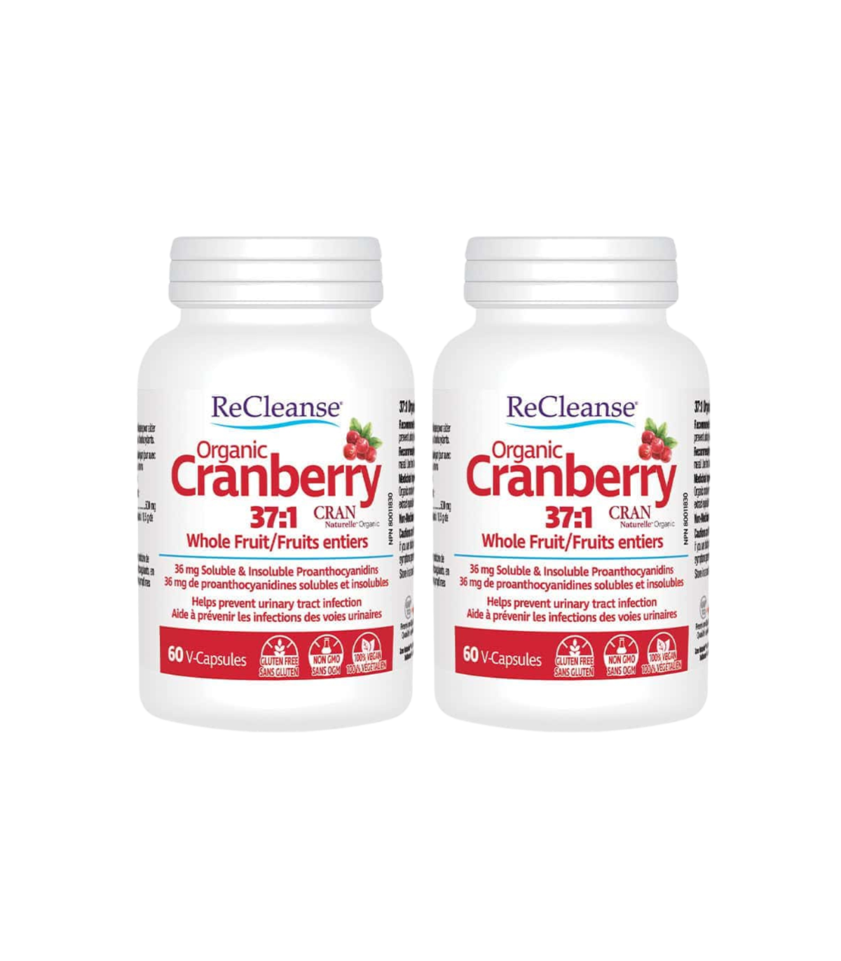Prairie Naturals 유기 크랜베리 37:1 36 mg PACS 60 Vegi 캡슐
