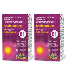 Natural Factors BioCoenzymated Benfotiamine B1 plus Sulbutiamine 60 Capsules végétariennes | Tarifs imbattables, Forfaits quotid