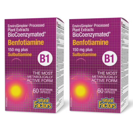 Natural Factors BioCoenzymated Benfotiamine B1 plus Sulbutiamine 60 Capsules végétariennes | Tarifs imbattables, Forfaits quotid