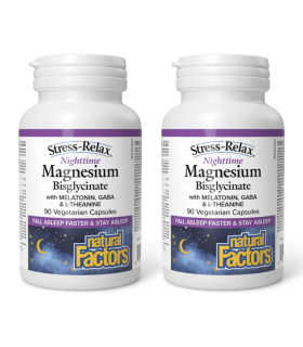 Natural Factors Stress-Relax Nighttime Magnesium Bisglycinate 90 Capsules Végétariennes | Meilleur Prix du Jour, Bonnes Affaires