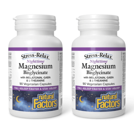 Natural Factors Stress-Relax Nighttime Magnesium Bisglycinate 90 Vegetarian Capsules | Unbeatable Prices, Daily Deals | VITASHOP
