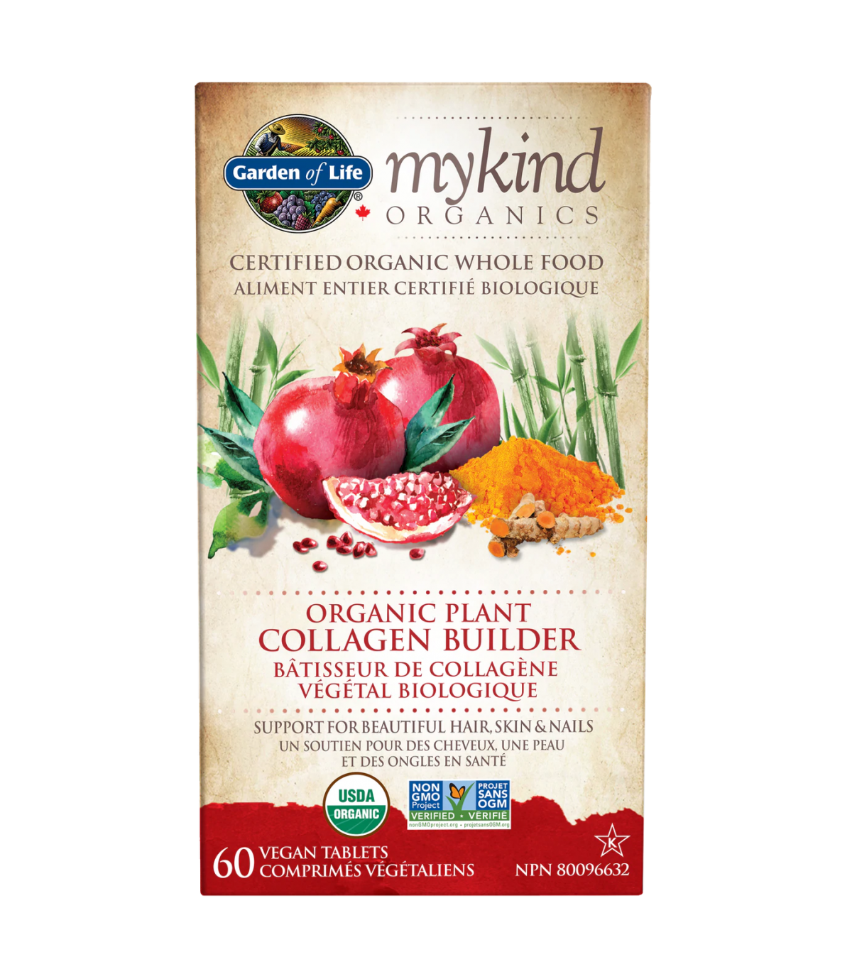 Garden of Life 가든 오브 라이프 Mykind Organics 유기농 식물 콜라겐 빌더 60 베지 태블릿 | 매일 업데이트되는 특가 상품 | VITASHOP