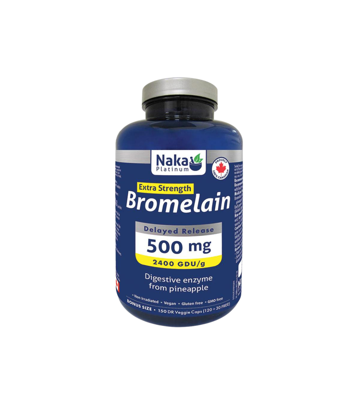 Naka 백금 여분의 강도 Bromelain 500mg, 150 Veggie Caps