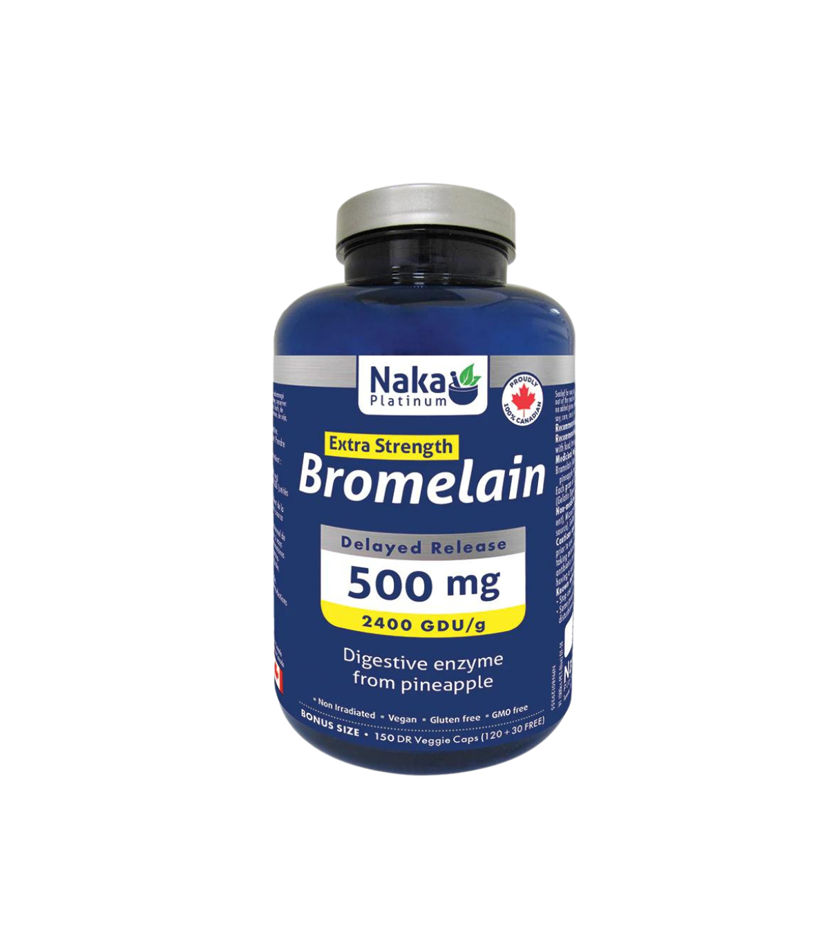 Naka Platinum 特强菠萝蛋白酶 500 毫克，150 粒素食胶囊