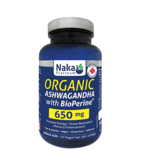 Organic Ashwagandha with BioPerine 650 mg, 75 Caps