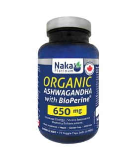 Organic Ashwagandha with BioPerine 650 mg, 75 Caps