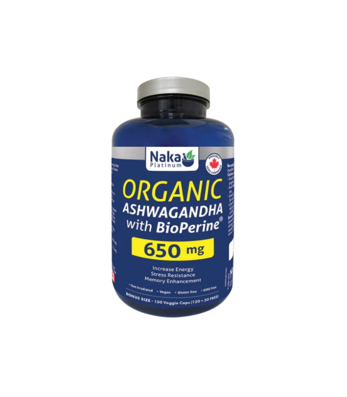 Naka BioPerine, 150 캡슐을 가진 플래티넘 Ashwagandha