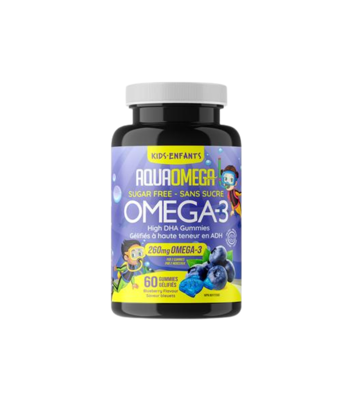 AQUAOMEGA Haut DHA Enfants Gummies Blueberry 60 Gummies