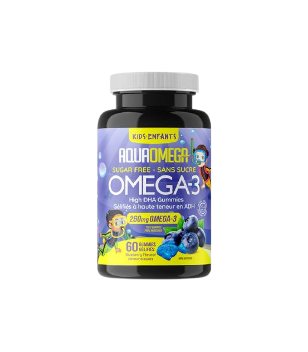 AQUAOMEGA High DHA Kids Gummies Blueberry 60 Gummies