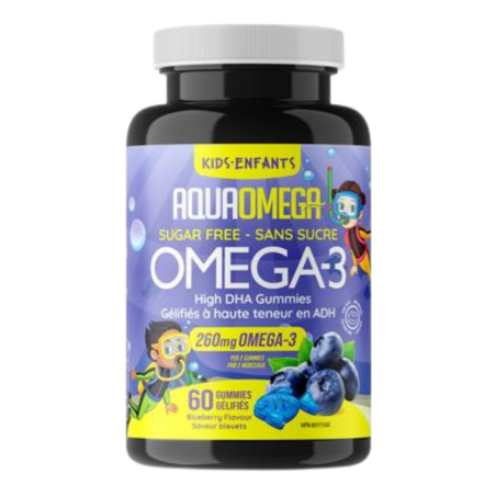AQUAOMEGA High DHA Kids Gummies Blueberry 60 Gummies