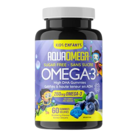 AQUAOMEGA 높은 DHA 키즈 Gummies 블루 베리 60 구미